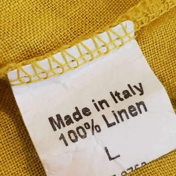 Terzo Millennio Linen Shift Dress Langenlook Yellow Embroidered SS L Large - Picture 4 of 10